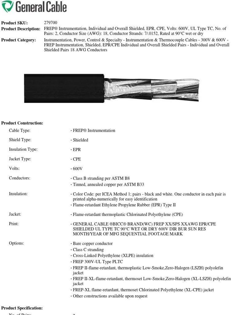 General BICC 279700 PDF Electrical Conductor Electrical