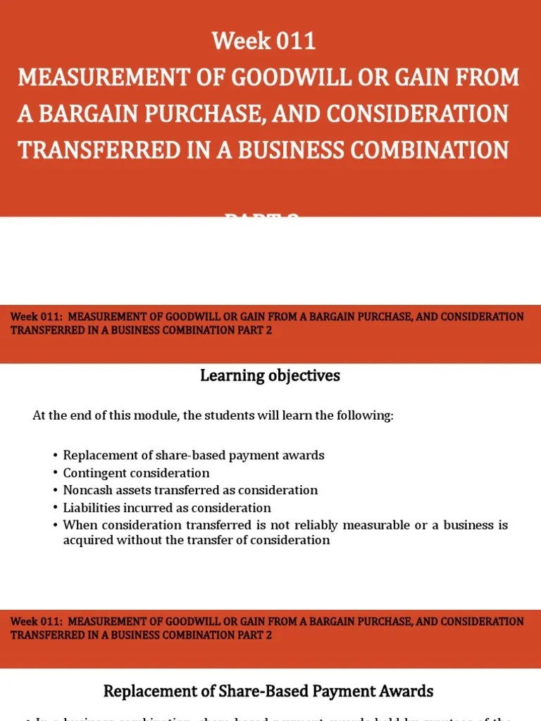 Chapter 9 Measurement of Goodwill or Gain From A Bargain Purchase
