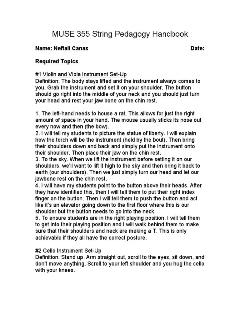 String Pedagogy Handbook PDF String Instruments Violin