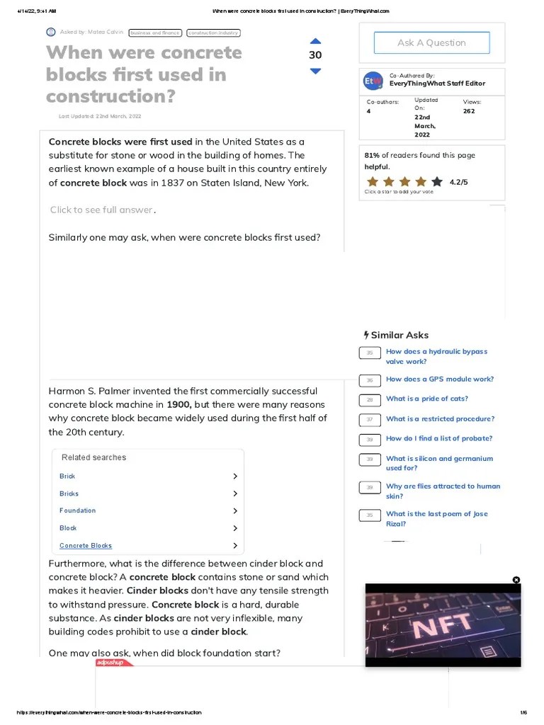 When Were Concrete Blocks First Used in Construction PDF Concrete