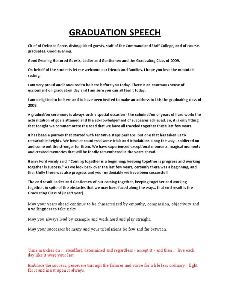 Graduation Speech | PDF