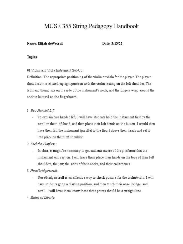 String Pedagogy Handbook Template PDF Violin String Instruments