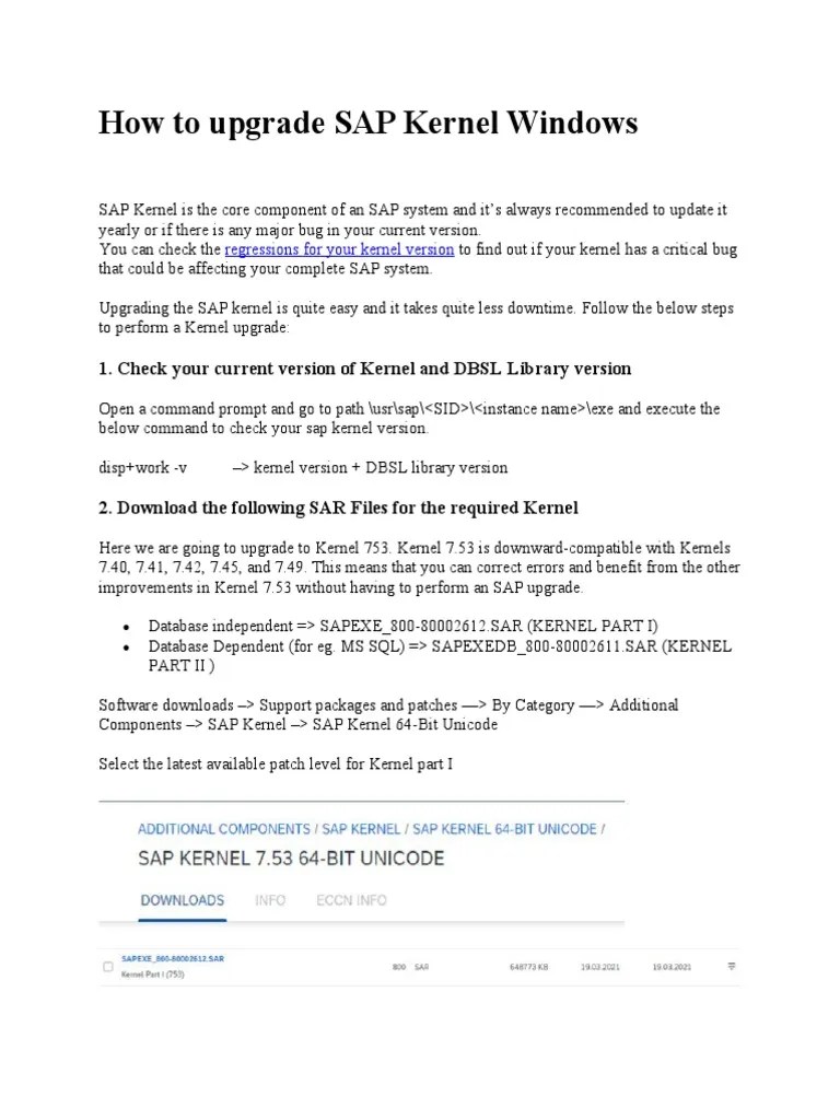 How To Upgrade SAP Kernel Windows Download Free PDF Kernel (Operating System) Computer File