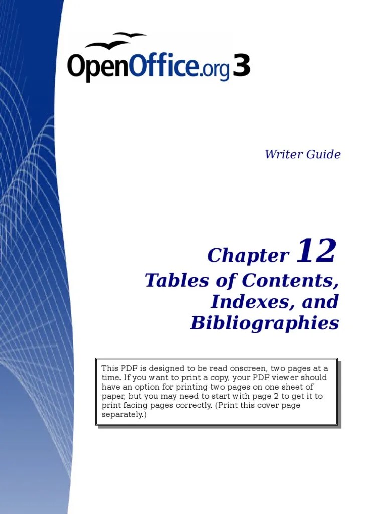 Open Office Index&Tables PDF Hyperlink Search Engine Indexing