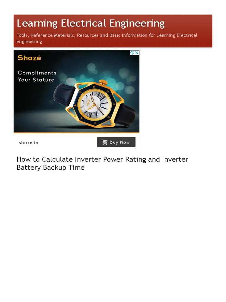 How To Calculate Inverter Power Rating and Inverter Battery Backup Time