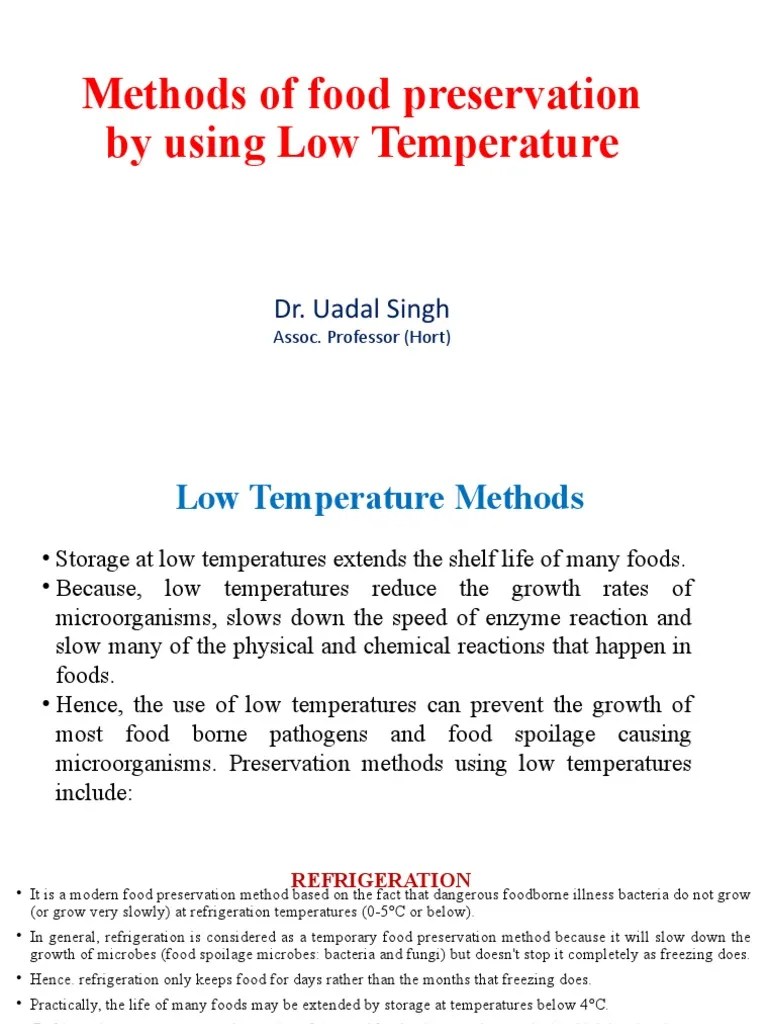 Preservation by Low Temperature PDF Food Preservation Foods