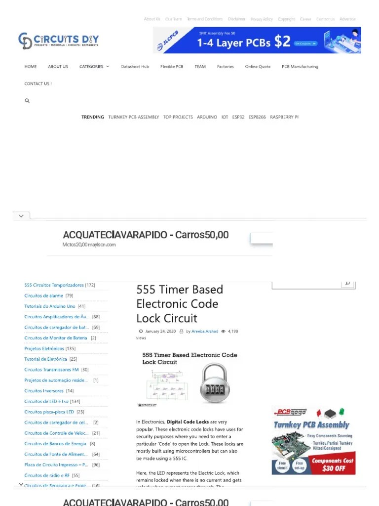 555 Timer Based Electronic Code Lock Circuit | PDF