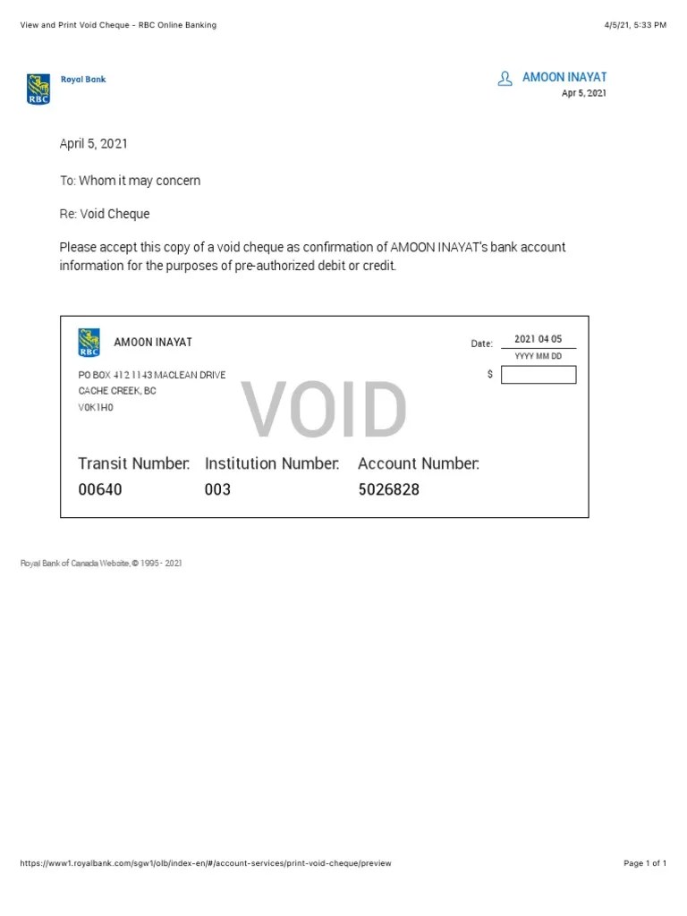 Void Cheque In Rbc App at Lisandra Hatch blog
