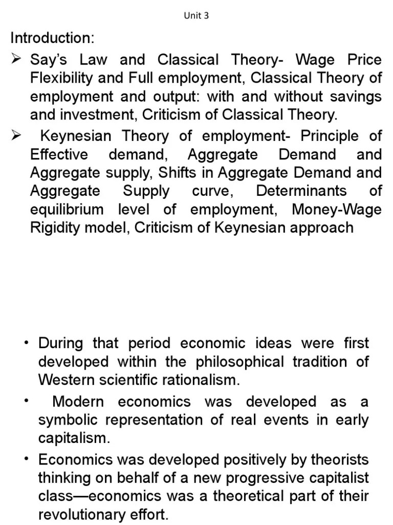 Unit 3 Classical Theory of Employment. | PDF | Labour Economics | Economics