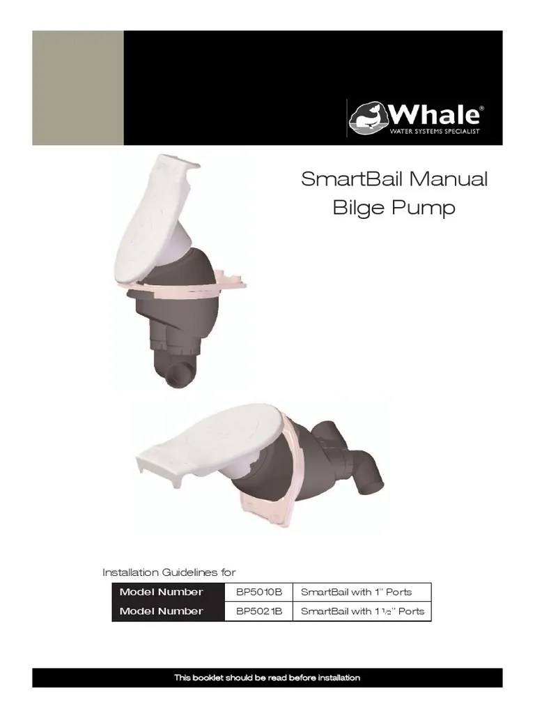 Smartbail Manual Bilge Pump Installation Guidelines For PDF Valve
