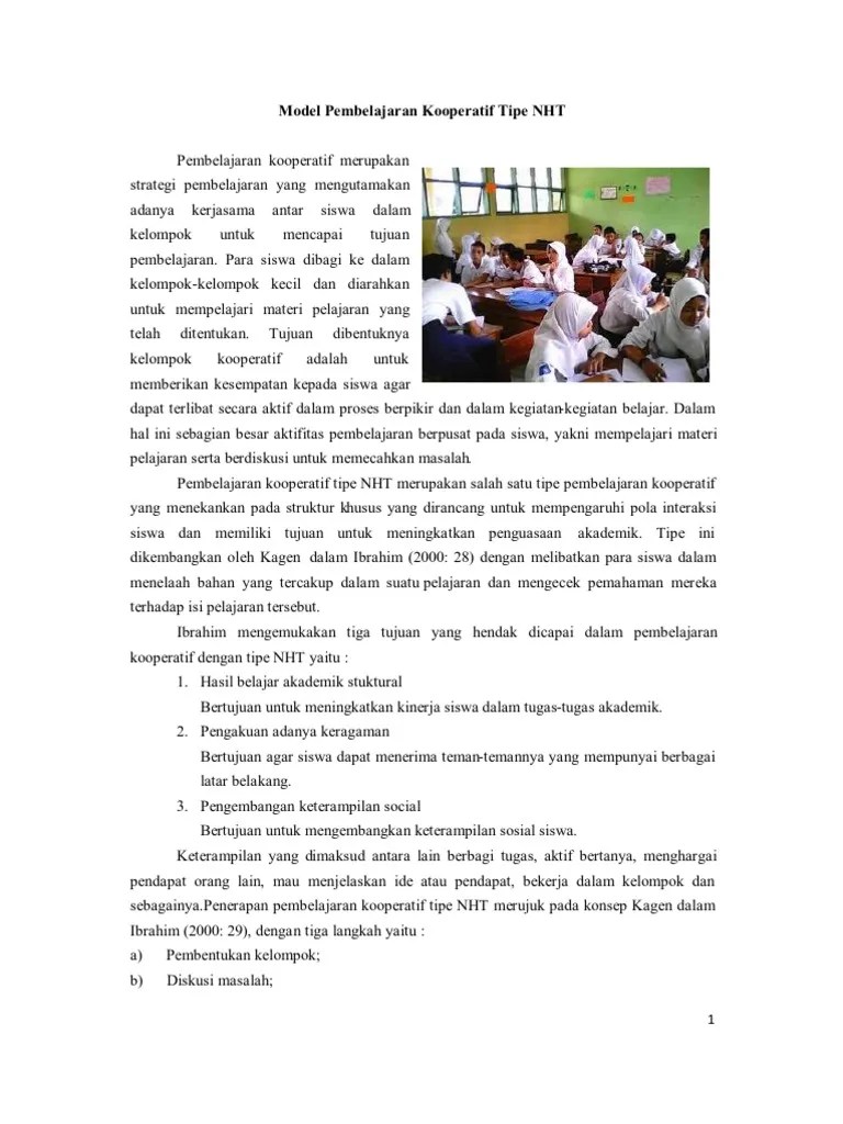 Model Pembelajaran Kooperatif Tipe NHT