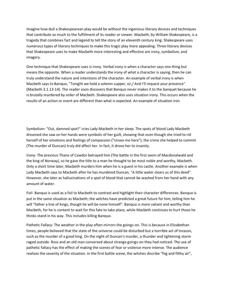 Literary Techniques in Macbeth Macbeth Metre (Poetry)