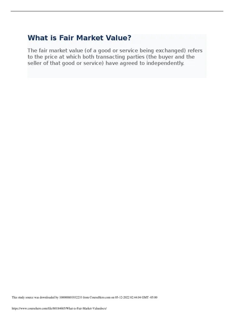 What Is Fair Market Value PDF Market Value Valuation (Finance)
