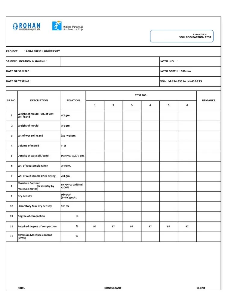 Soil Compaction Test Report PDF Density Sustainable Building