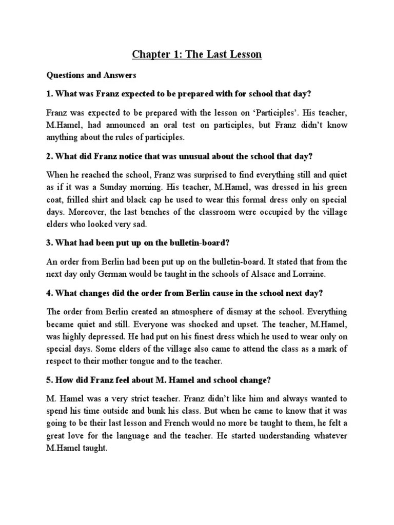 Chapter 1 The Last Lesson PDF