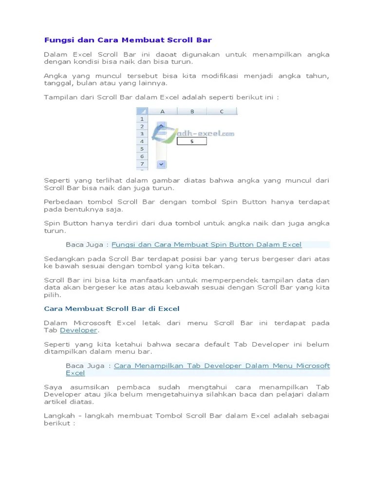 Fungsi Dan Cara Membuat Scroll Bar PDF
