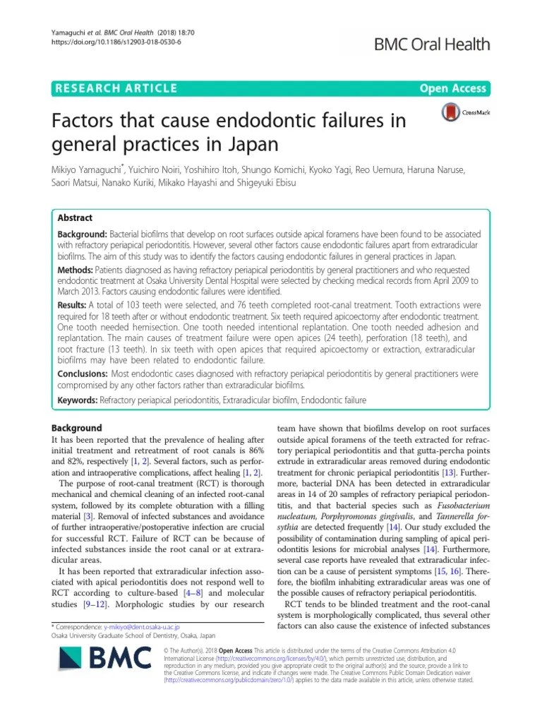 Factors That Cause Endodontic Failures in General PDF Medical Specialties Health Sciences