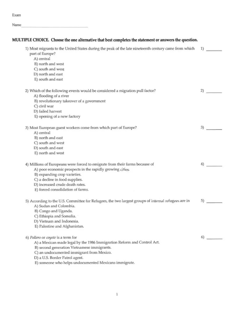 Migration Practice Questions With Answer PDF