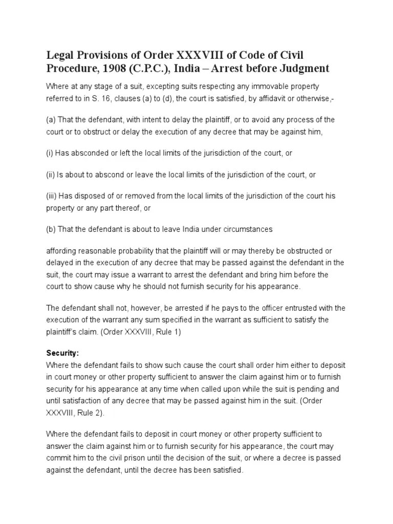 Arrest, Attachment Before Judgement PDF Lawsuit Judgment (Law)