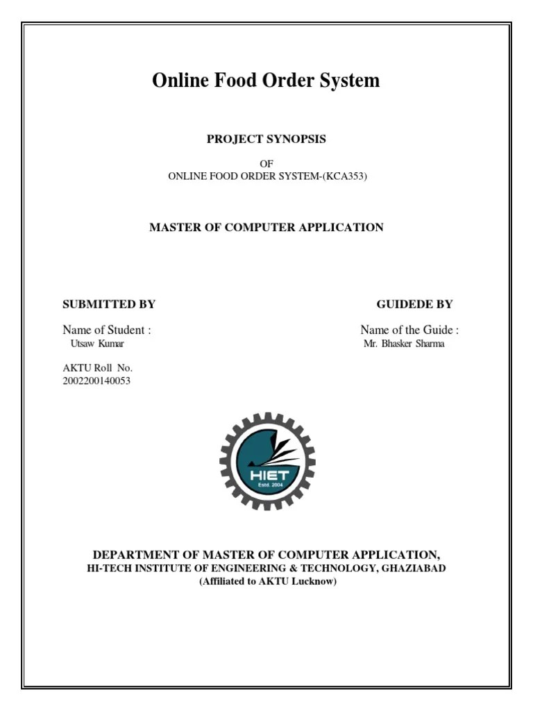 Automating the Food Ordering Process An Online Food Ordering System