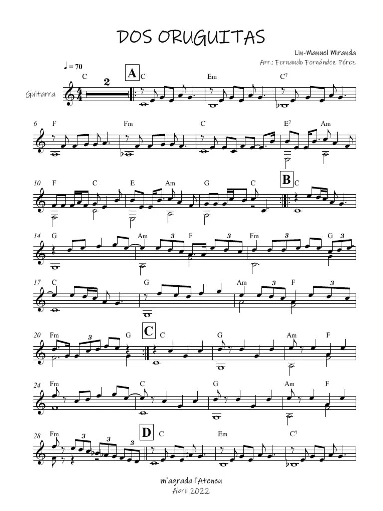 Dos Oruguitas Partitura Completa PDF Lexicología Caligrafía