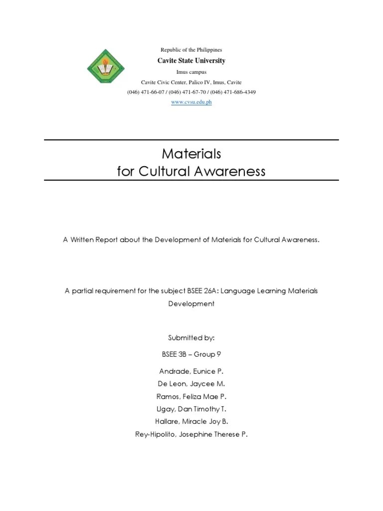 BSEE 26 A - Materials For Cultural Awareness | PDF | Learning 