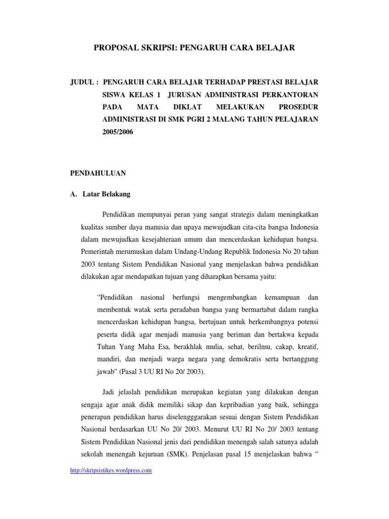 Contoh Proposal Skripsi (Ex Pos Facto) | PDF