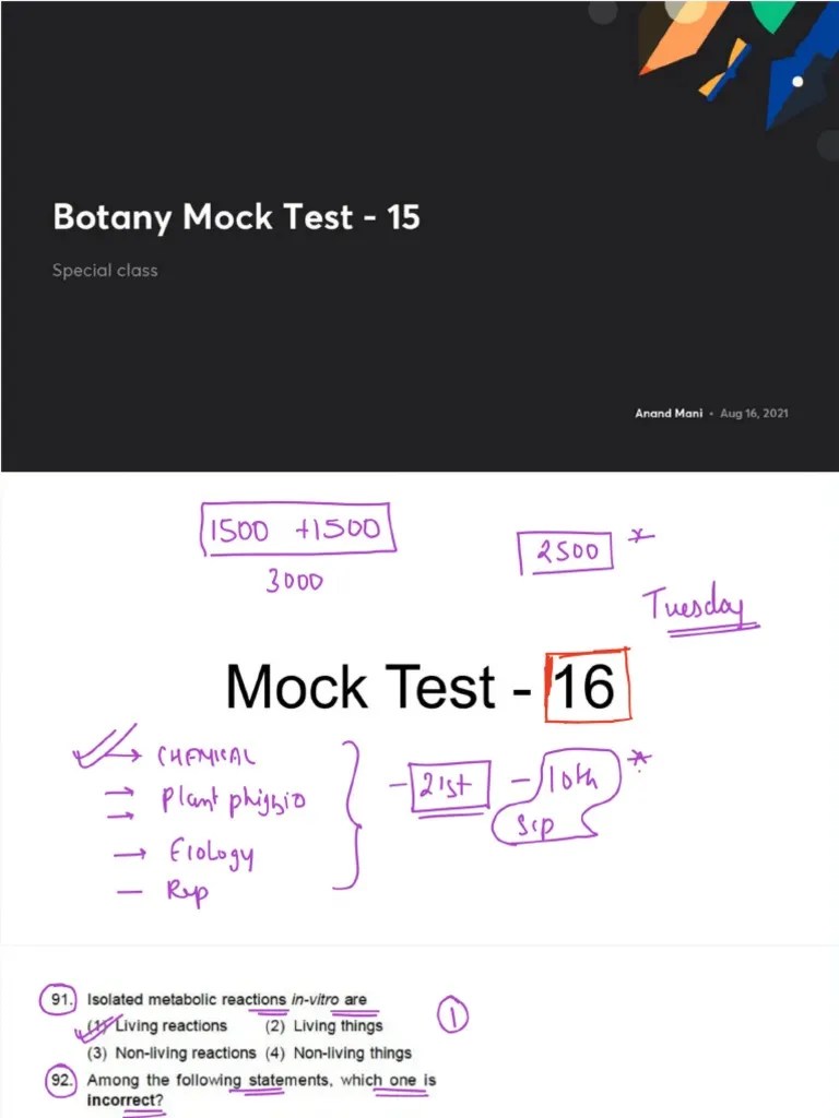 Botany Mock Test 15 With Anno PDF
