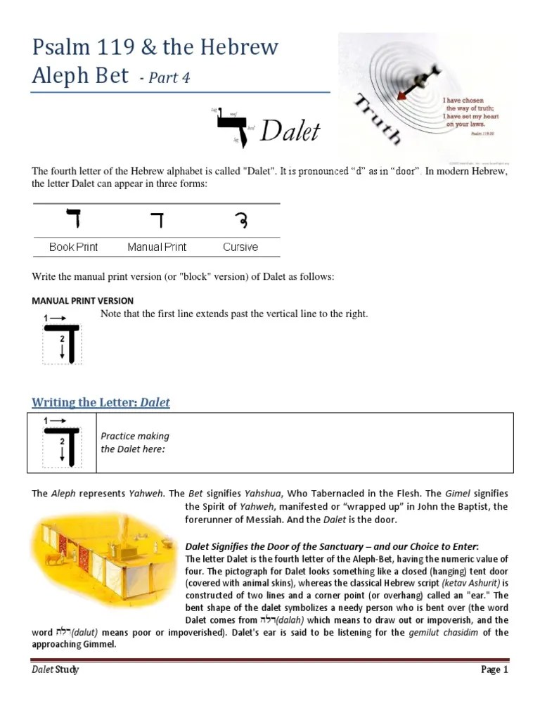 Psalm 119 & the Hebrew Aleph Bet Part 4 The Spiritual Significance of Dalet, the Fourth