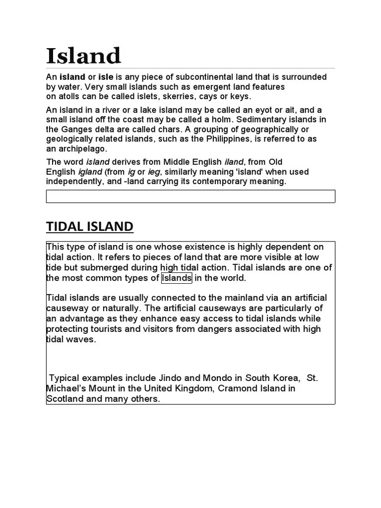 Types of Islands A Classification of Islands Based on Their Formation and Characteristics PDF