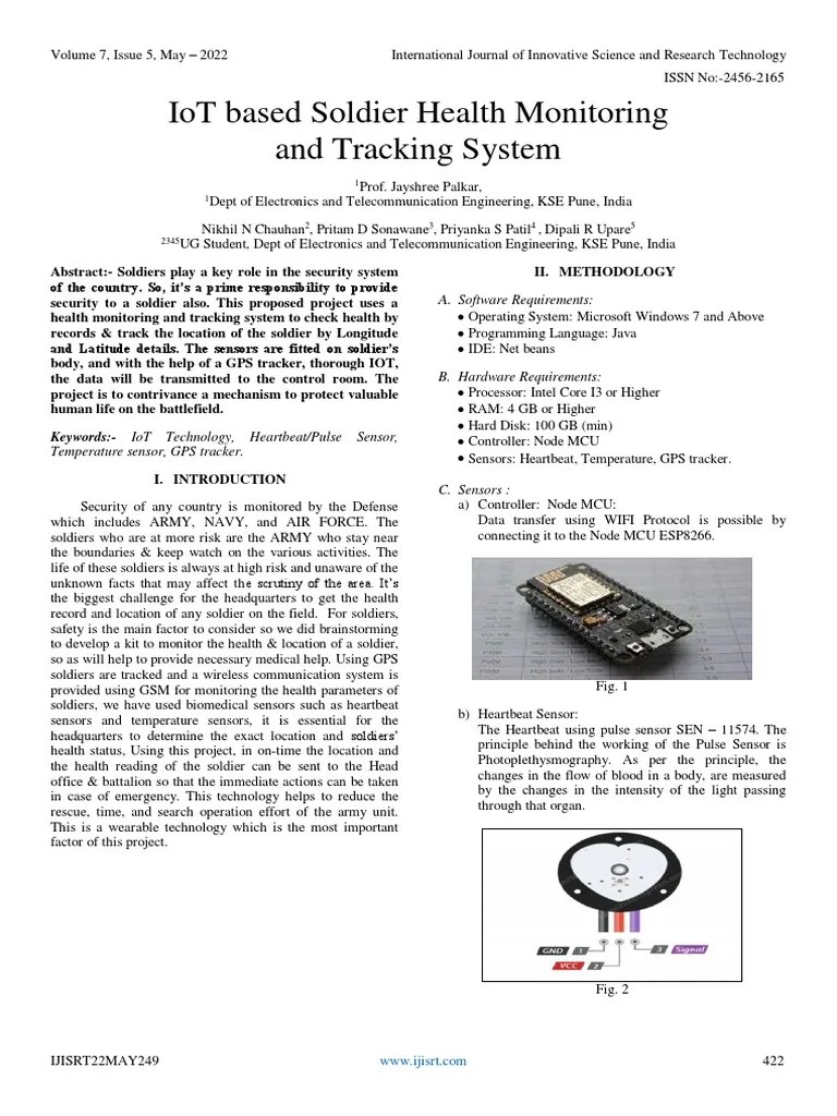IoT Based Soldier Health Monitoring and Tracking System PDF Of Things Sensor