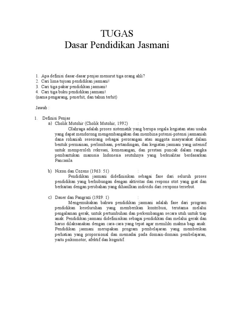 Definisi Pendidikan Jasmani Definisi Pendidikan Jasmani