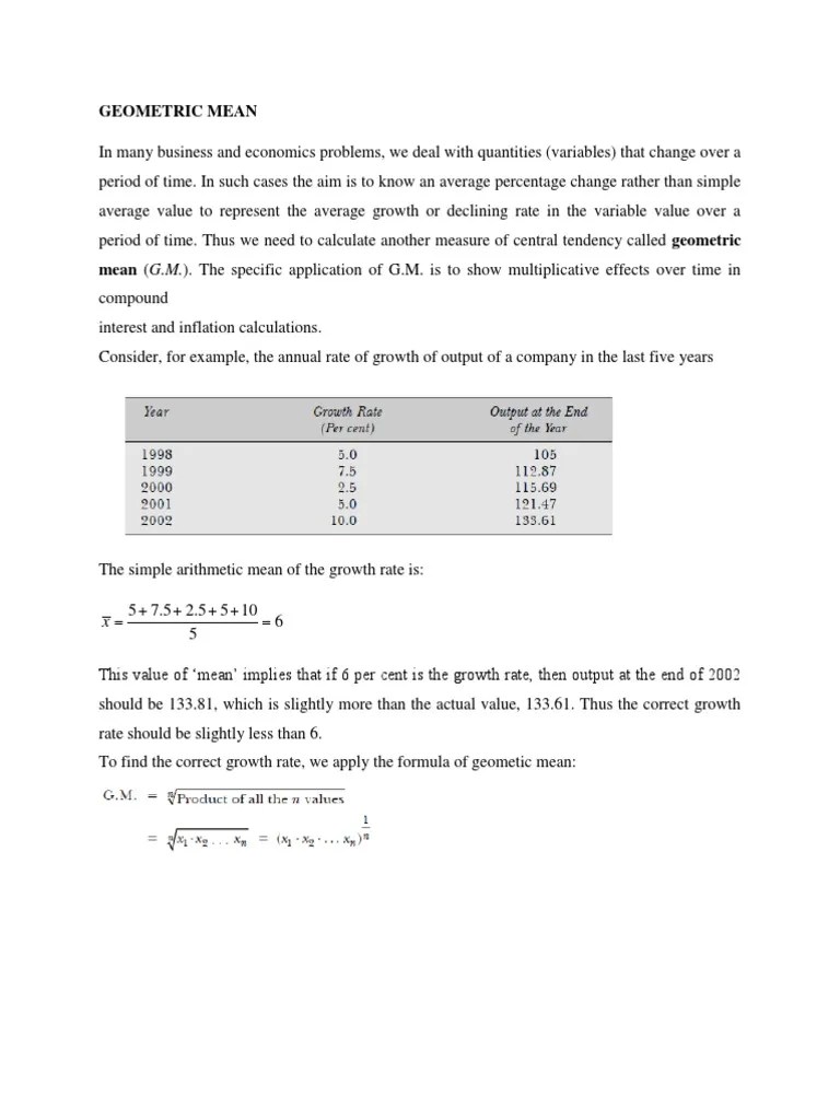 Geometric Mean and Harmonic Mean PDF Mean Logarithm