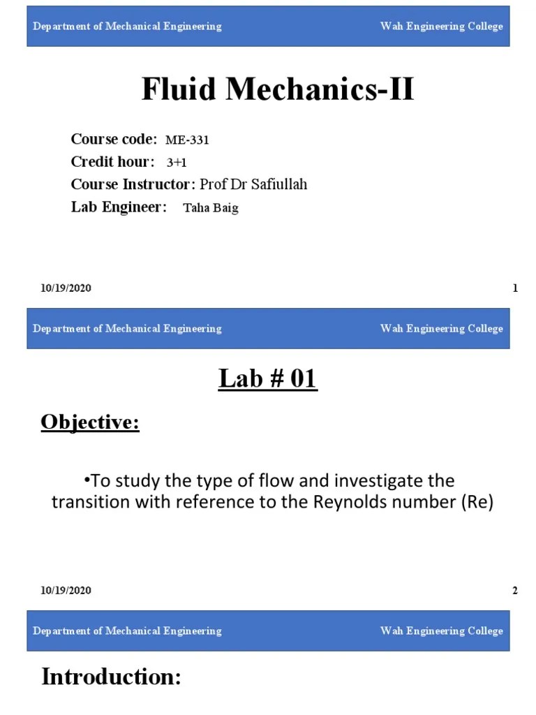 Fluid MechanicsII Course Code Credit Hour Course Instructor Prof