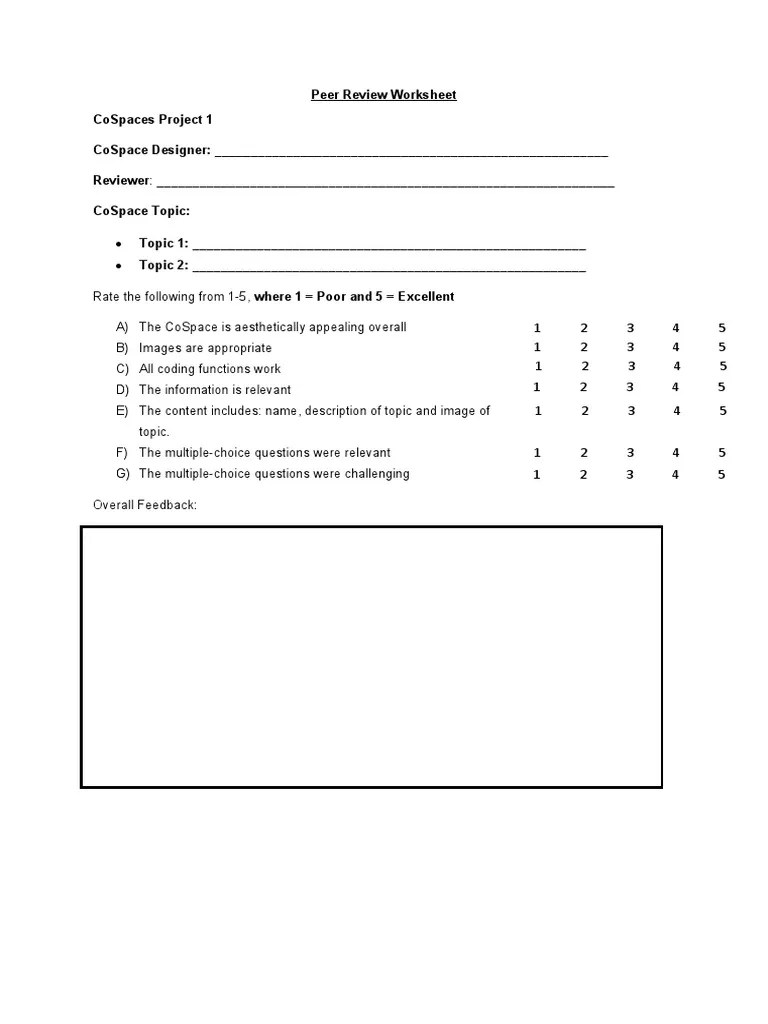 Peer Review Worksheet | PDF
