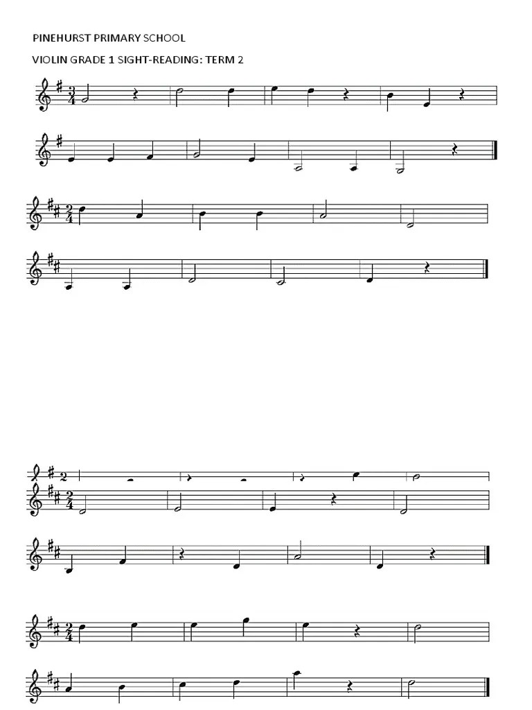 Grade 1 Violin Sightreading Excerpts PDF
