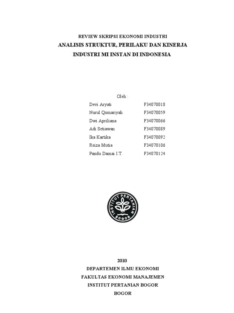 Review Skripsi Ekonomi Industri | Pdf