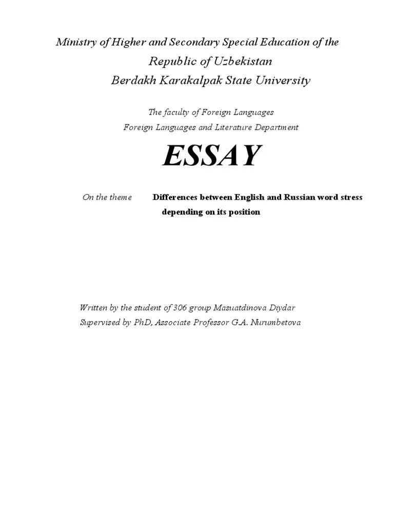 Differences Between English and Russian Word Stress Depending On Its