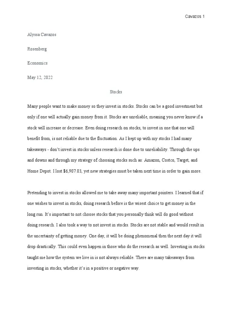 Stock Essay PDF