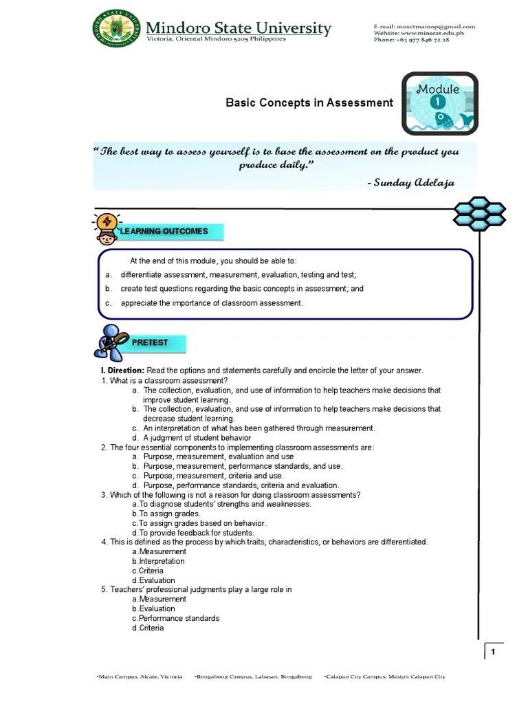 Module 1 Students | PDF | Educational Assessment | Test (Assessment)