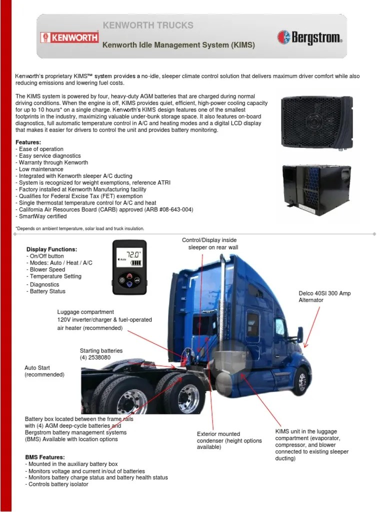 Kenworth Trucks Kenworth Idle Management System (KIMS) PDF Air