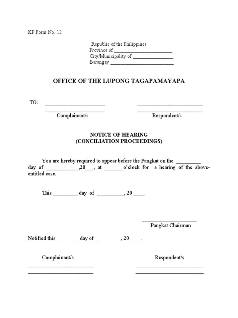 KP Form Conciliation Subpoena PDF