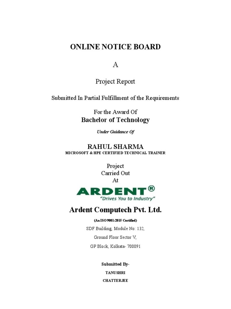 Online Notice Board PDF Java (Programming Language) Class