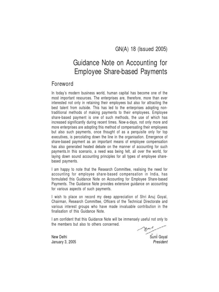 ICAI Guidance Note ESOP PDF Employee Stock Option Stocks