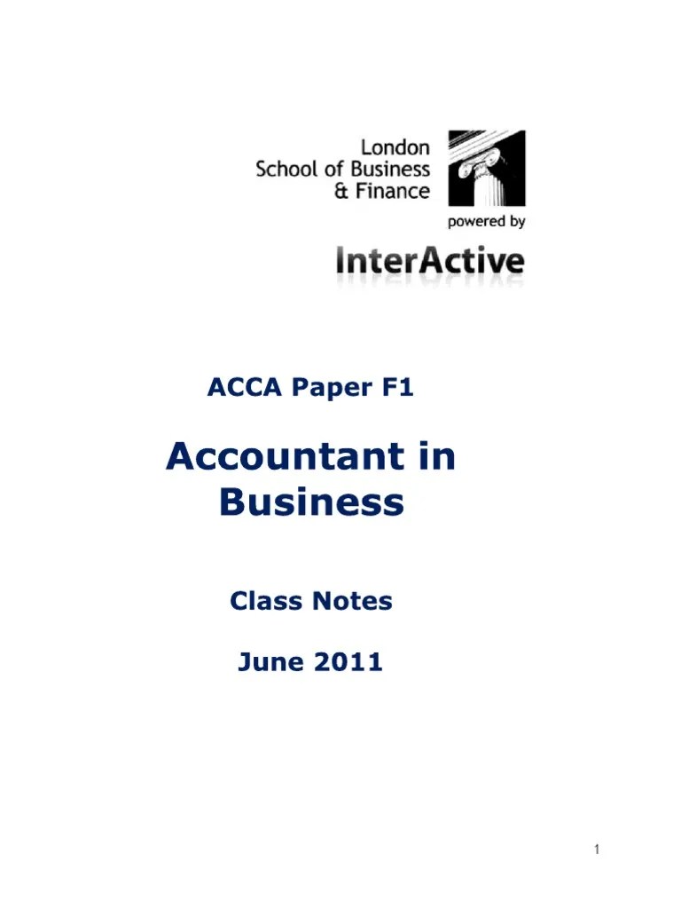 Acca f1 Notes