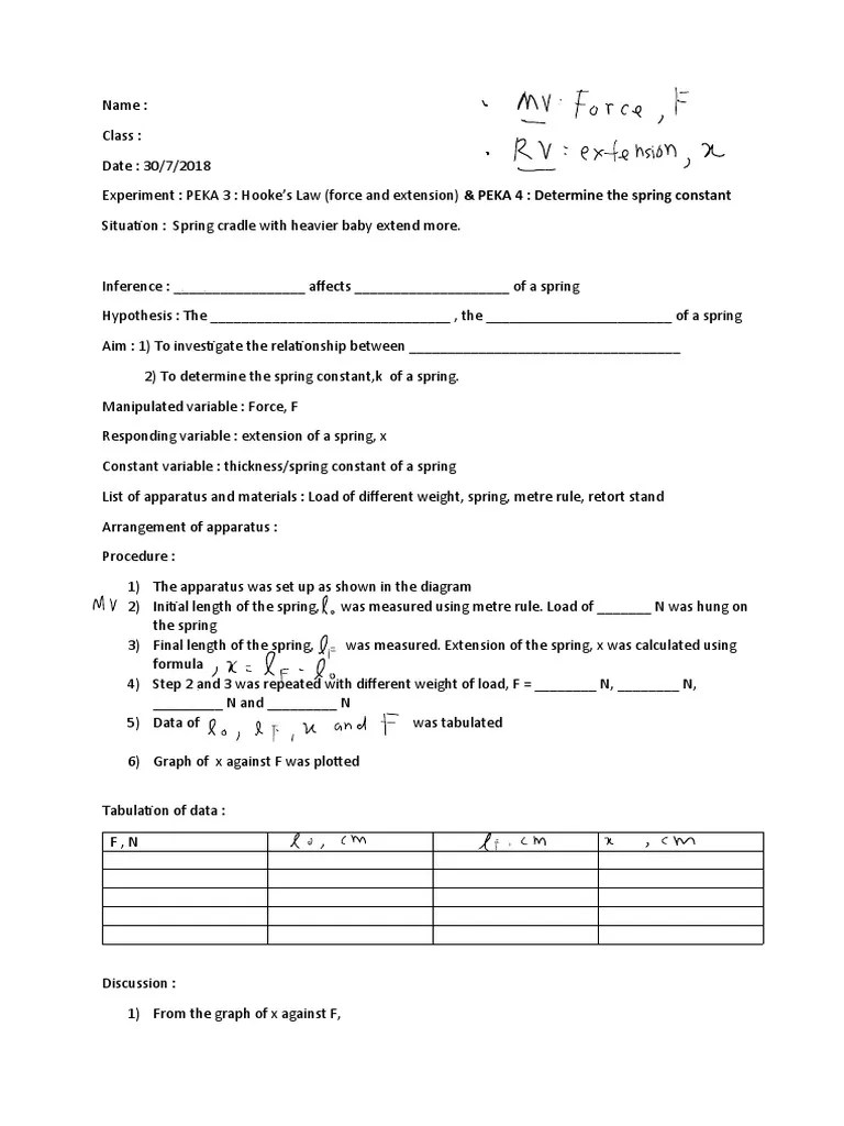 LAB REPORT HOOKE'S LAW EXPERIMENT PDF