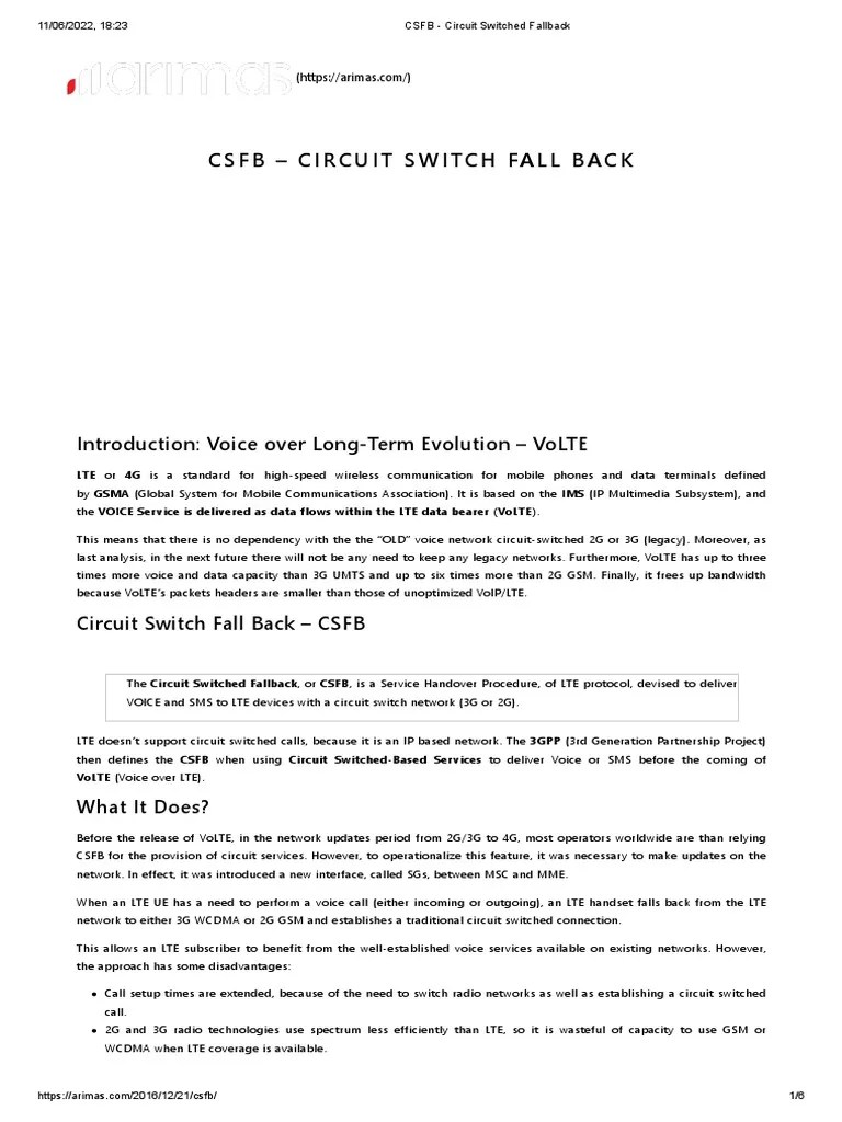 CSFB Circuit Switched Fallback ARIMAS PDF Lte