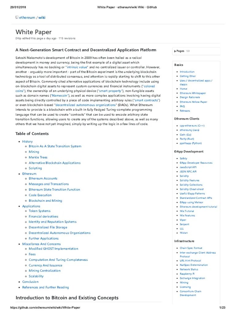 Ethereum White Paper GitHub PDF