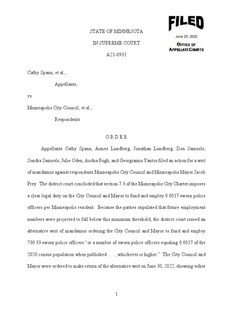 Mplsorder Other Case Disposed PDF Mandamus Statutory Interpretation