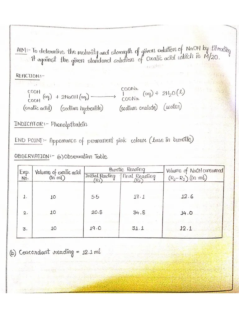 Titration Class XI PDF